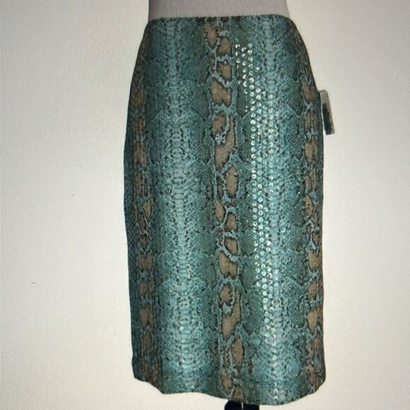 PER SE BY CARLISLE FAUX SNAKESKIN PRINT PENCIL SKIRT - Picture 7 of 7